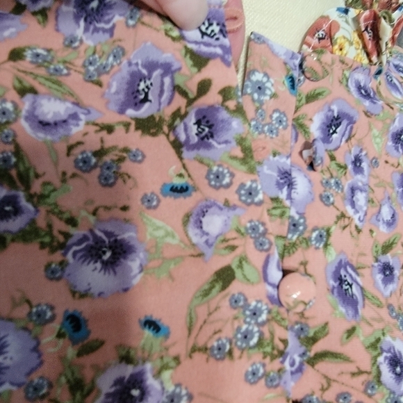 NEW Free The Roses Floral Multi Color Dress Layered Ruffles Long sleeves Size M - Picture 10 of 17